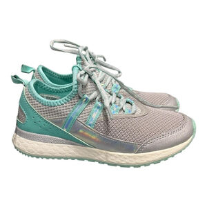 Athletic Works Shoes Girls Size 13 Gray Teal Sneakers 66ALISAW19 Cushion Foam